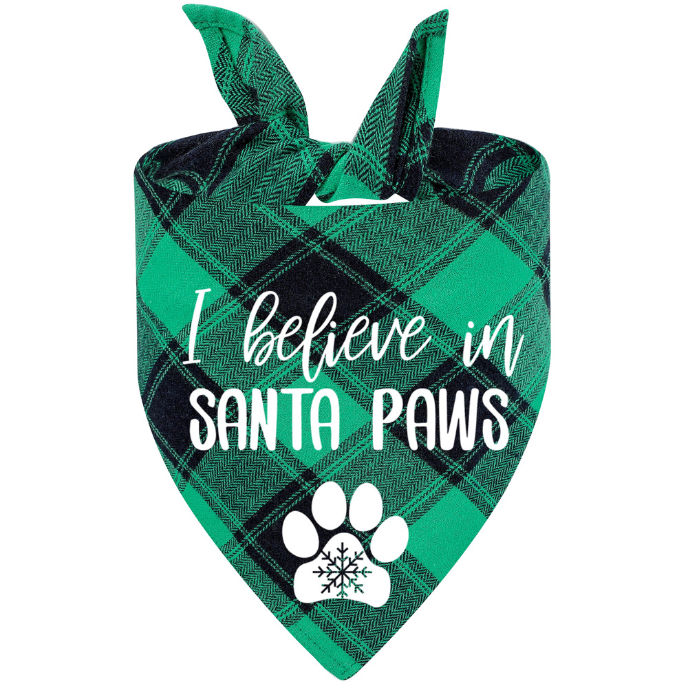Fabricante en stock transfronterizo exclusivo algodón plaid mascota toalla triángulo perro saliva toalla Navidad mascota saliva toalla