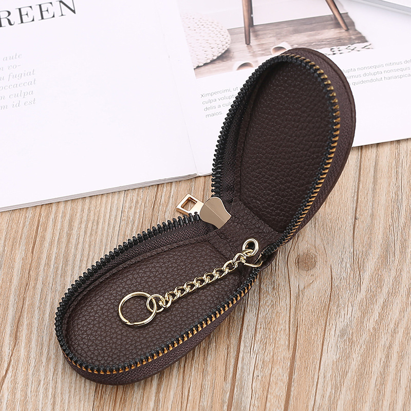 Caso clave simple de gran capacidad para hombres de alta gama que cuelga la cintura multifuncional con cremallera clave bolsa titular de la tarjeta dos en uno llave del coche