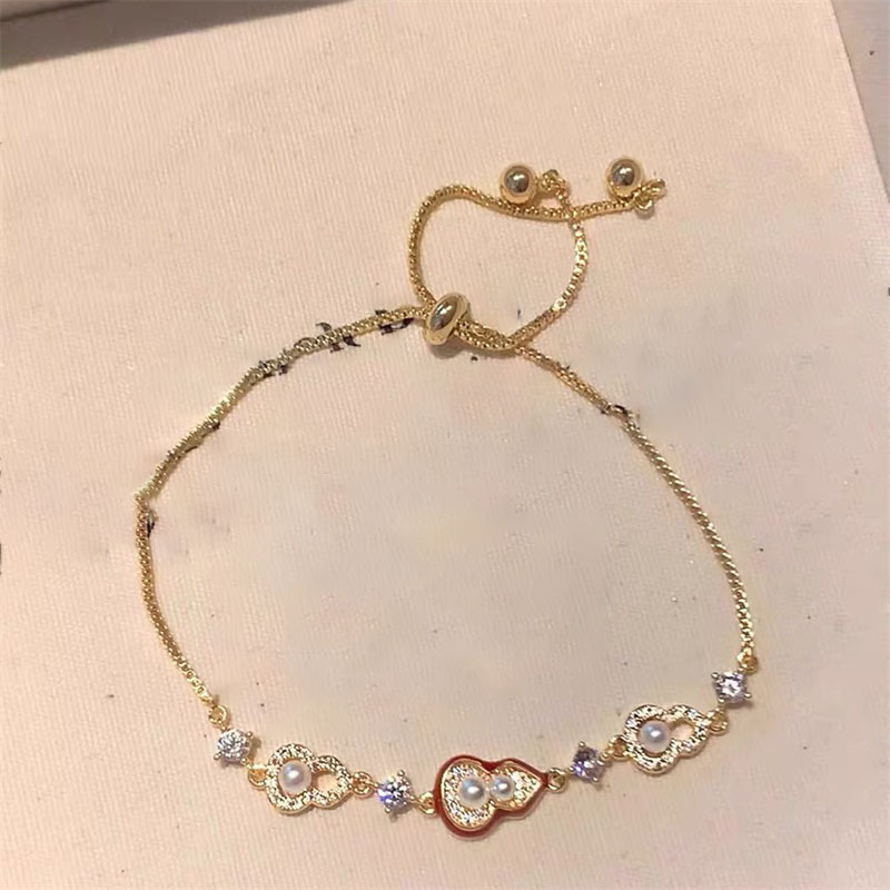 真金电镀锆石珍珠葫芦手链新中式复古精致手环轻奢小众高级感手饰|undefined