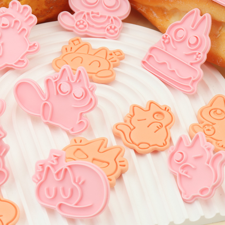 Molde de galletas de gato siamés de barro de frijol pequeño Dibujos animados lindo modelado de expresión gatito galleta DIY fondant horneado hogar