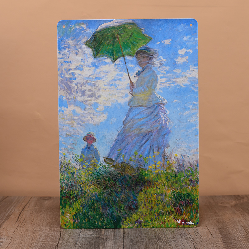 Pintura de hojalata pastoral Flor antigua retro Arte de hierro Pintura colgante pequeña Jardín al aire libre Balcón Decoración de pared Colgante transfronterizo