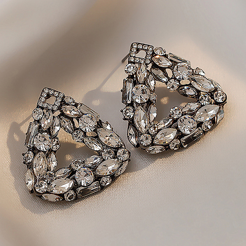 Fashion Geometric Rhinestone Artificial Gemstones Earrings display picture 3