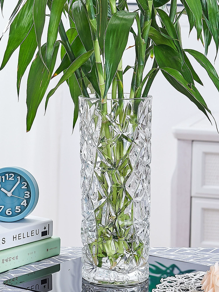 Простая утолщенная стеклянная прозрачная ваза, поднимающая воду, богатая бамбуковая Роза, сушеные украшения из цветов лилии, большие украшения для гостиной