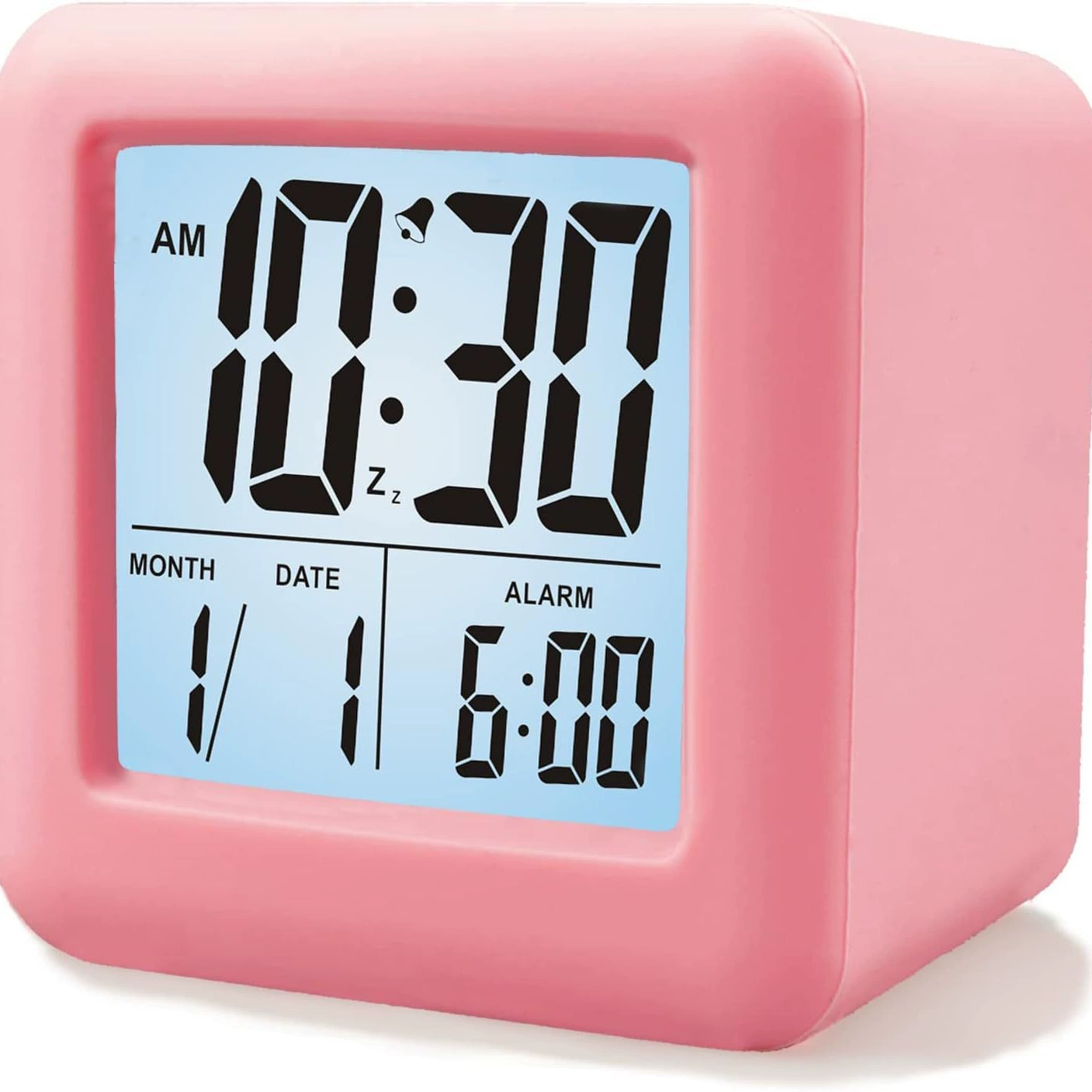 Silicone small alarm clock student non -slip shockproof smart clock, square clock clock clock, electronic gifts