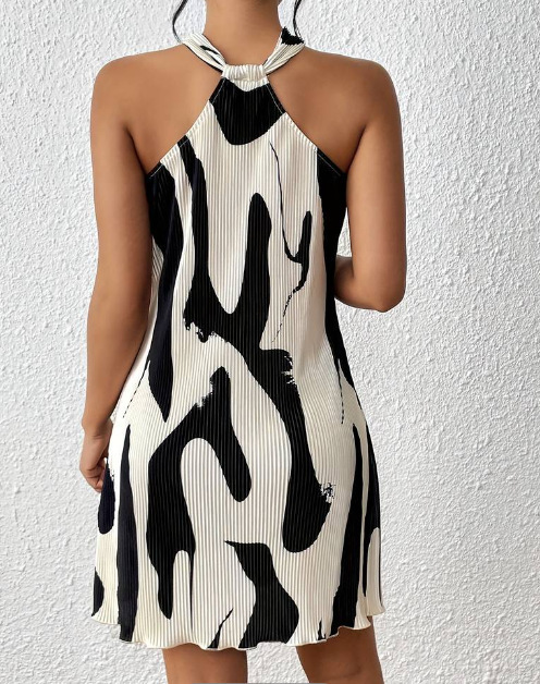 ChicShe Abito casual da donna con scollo all'americana stampato, stile europeo e americano, per autunno e inverno_voghion.com