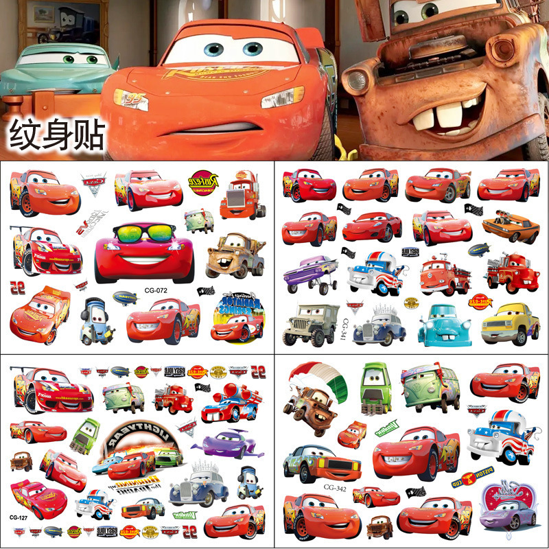 Children's Cartoon Cars Tattoo Stickers Water Transfer Stickers Cars Mcqueen Stickers Fashion Stickers