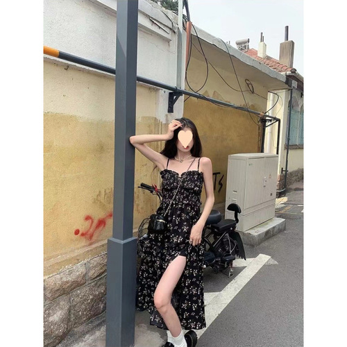Women's Summer 2025 Fashion French Pure Desire Princess Style Floral Print Tank Top Dress and Cardigan Two-Piece Set
