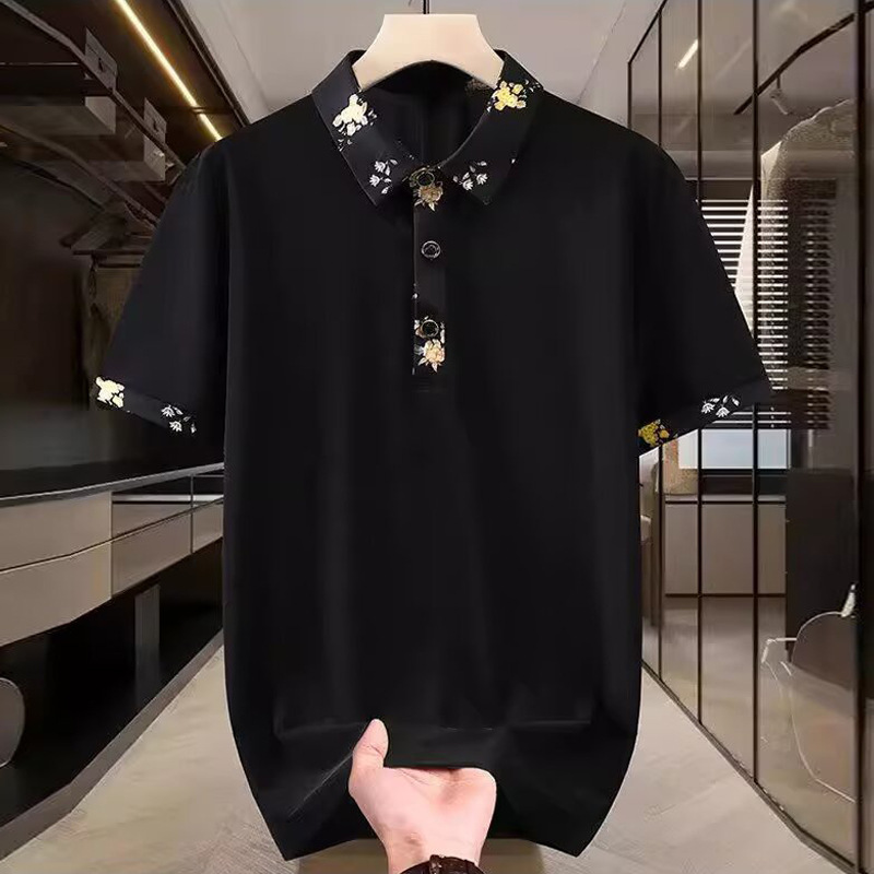 2025 New Summer Men's Lapel Polo Shirt, Accessible Luxury, Fashionable, Slim, Business, Versatile and Handsome Short-Sleeved T-Shirt