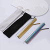 Cross border 304 Stainless steel straw suit tea with milk Drinks Straight elbow Titanium metal straw laser logo