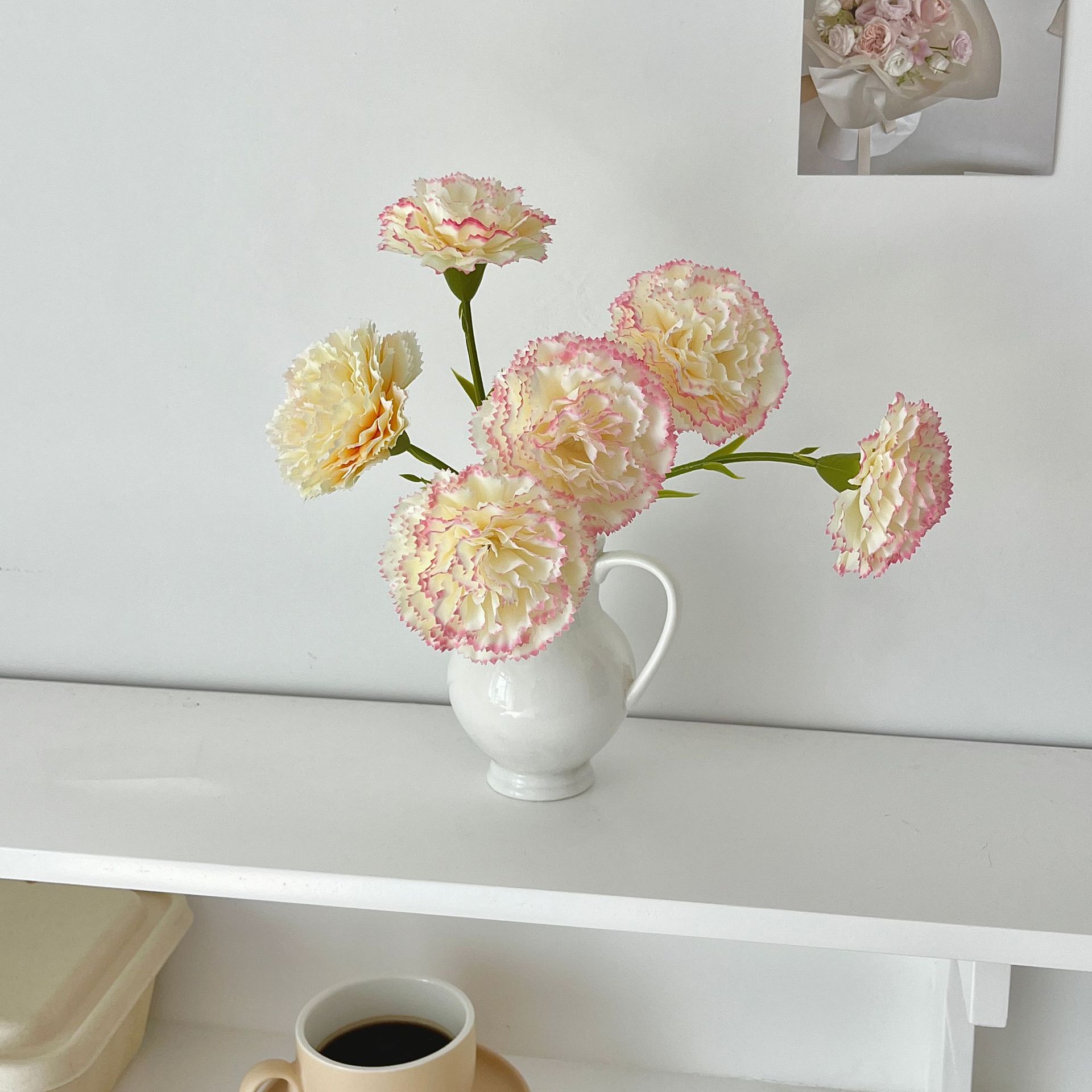 Clavel de cabeza única rama corta flor de simulación dormitorio floral sala de estar decoración floral decoración floral mesa de comedor ramo de flores secas