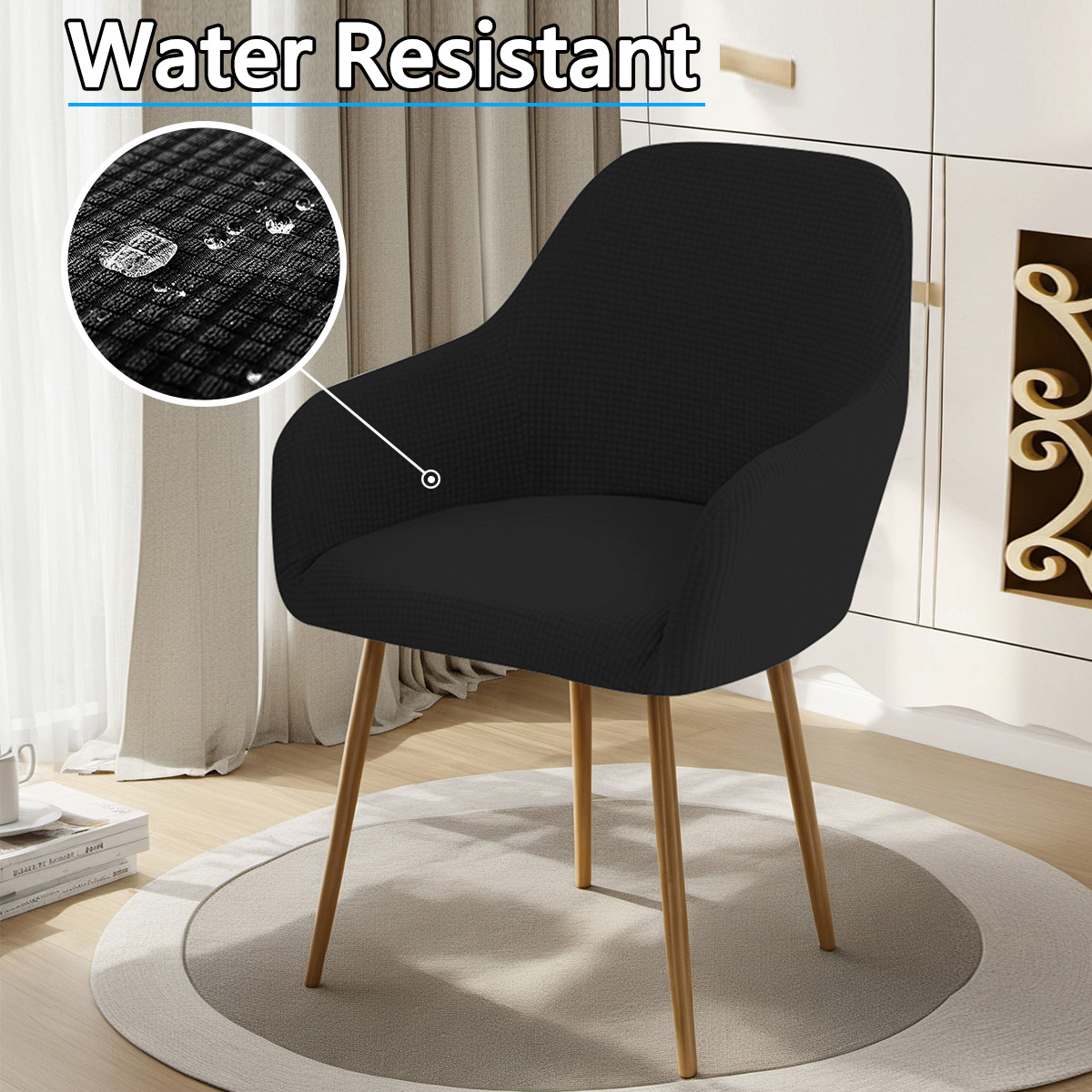 Amazon transfronteriza impermeable agitación de lana nueva cubierta de silla de arco elástica granos de maíz de alto reposabrazos cubierta de silla de comedor de hotel de forma especial