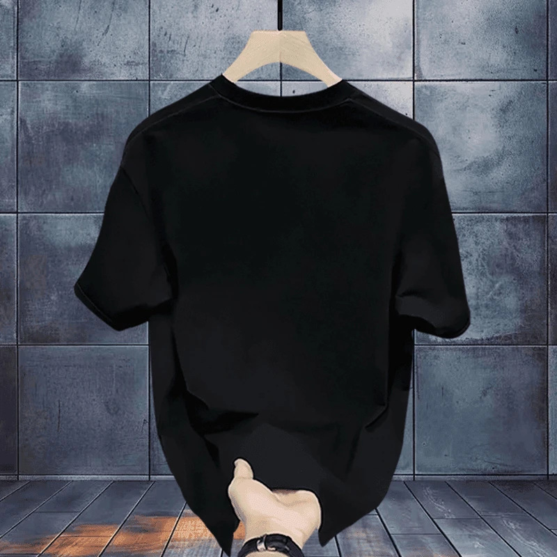 Men's Clothing Cotton T Shirt Short Sleeved Round Neck Loose Breathable Fashionable All Match Printed Trendy Tops_viptrois.com