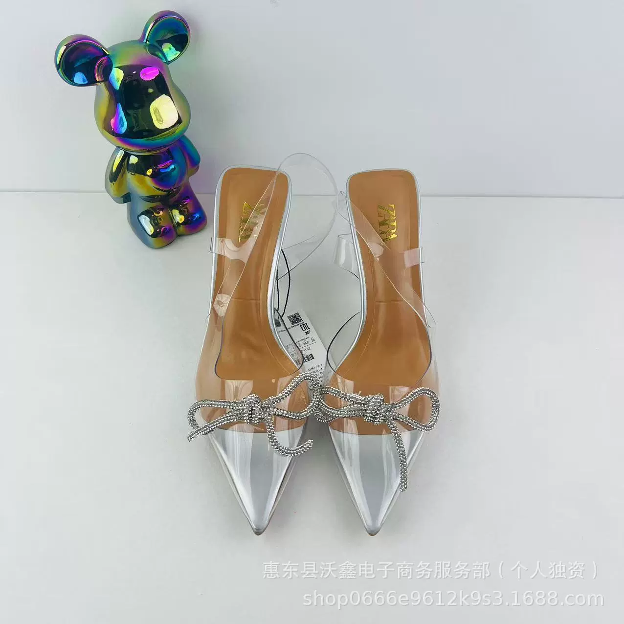 Woxin ZA новые весенние женские туфли серебряные прозрачные стразы с бантами на высоких каблуках