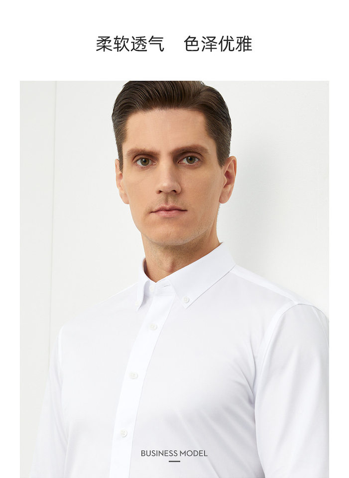 Áo sơ mi nam cotton Oxford dài tay không cần ủi, form vừa vặn, cổ cài cúc — Cherry hồng tay dài-kiểu nam-003, Hồng cherry - Tay ngắn - 003, Màu xanh nhạt-dài tay-nam-31, Trắng-Tay ngắn-21 chi tiết 14