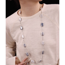 跨境优雅人造巴洛克仿珍珠项链女士服装毛衣配饰轻奢小众毛衣链