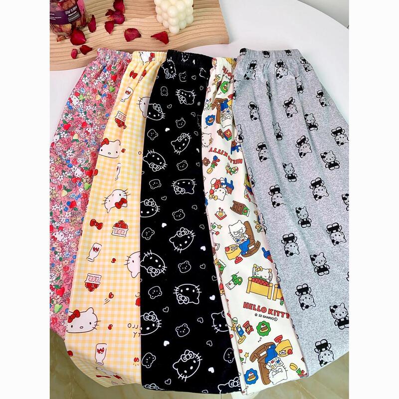 40-150kg Kitty's new cartoon pajama pants for students, suitable for spring and autumn, can be worn outside, loose and casual