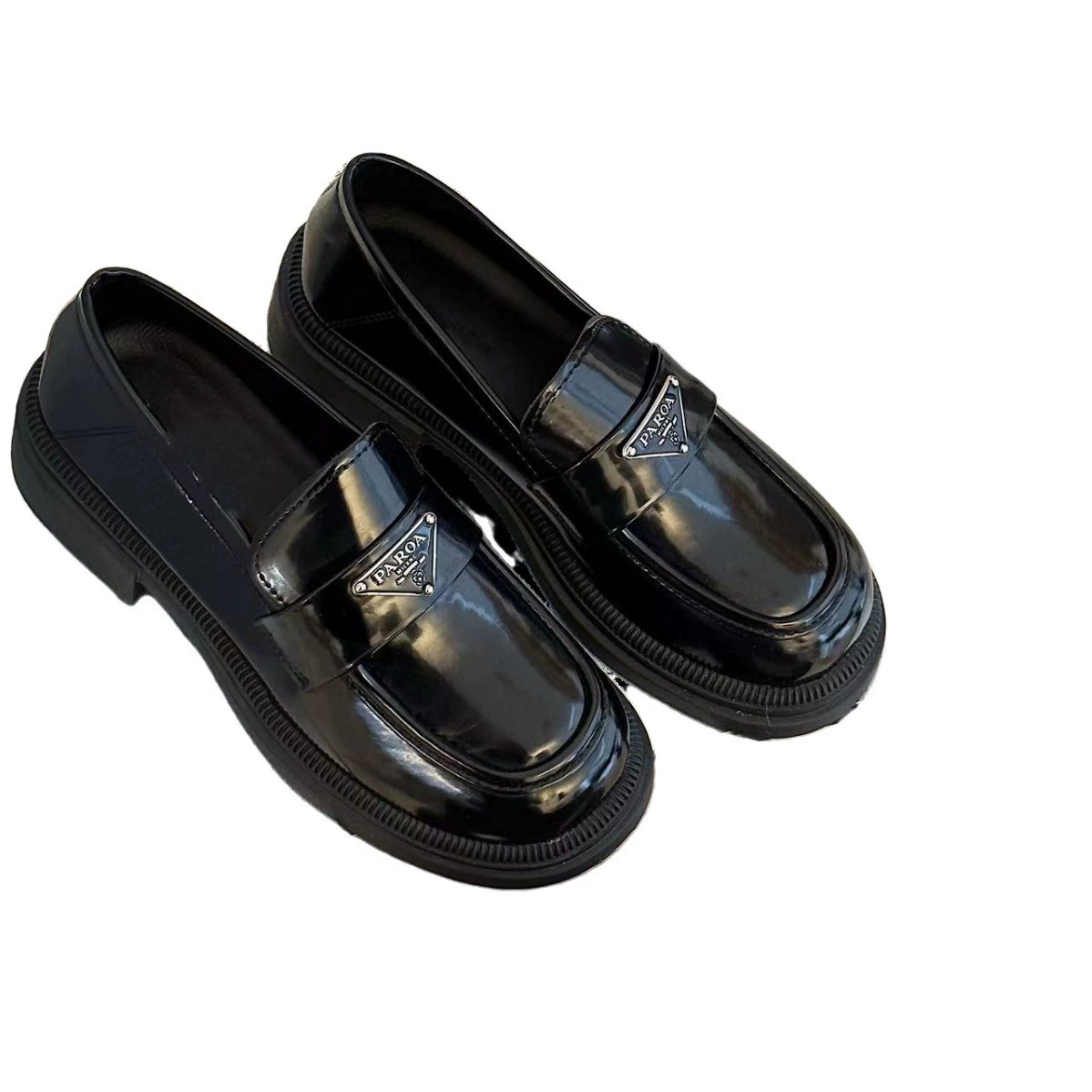 Новый в 2024 Prada jk patent leather маленькая кожаная обувь ретро корейская версия студентки женская обувь счастливая суперфибра универсальная