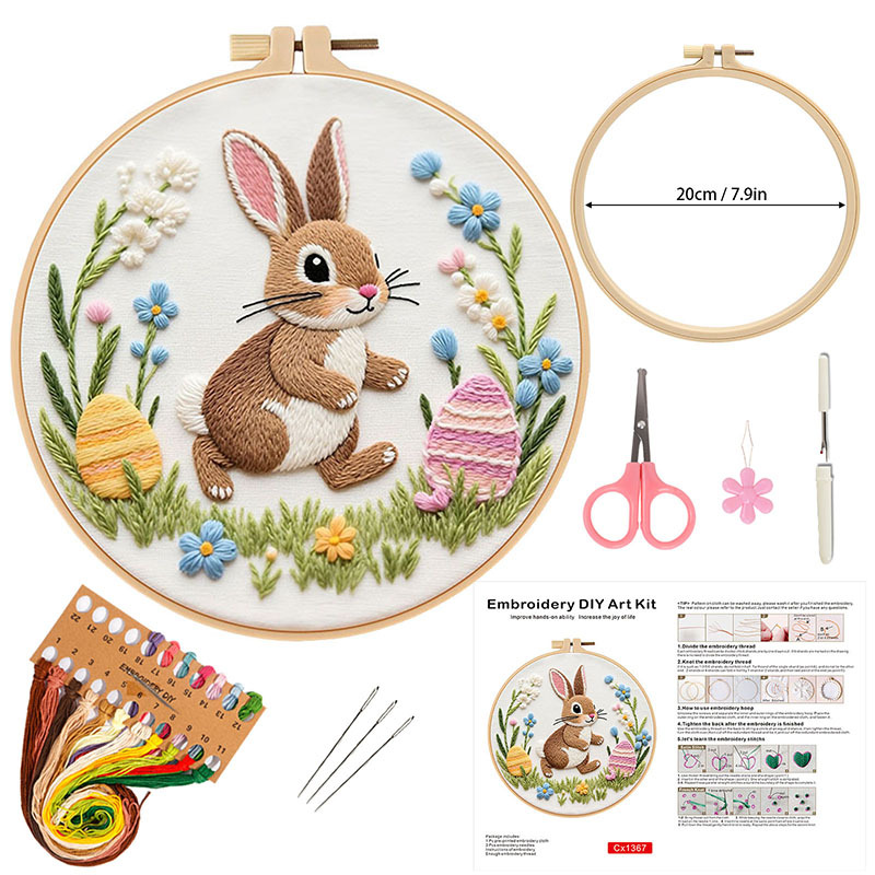 Nuevos productos originales de Pascua transfronteriza bordados diy conejo material de tela artesanal paquete de aguja artesanal creativa