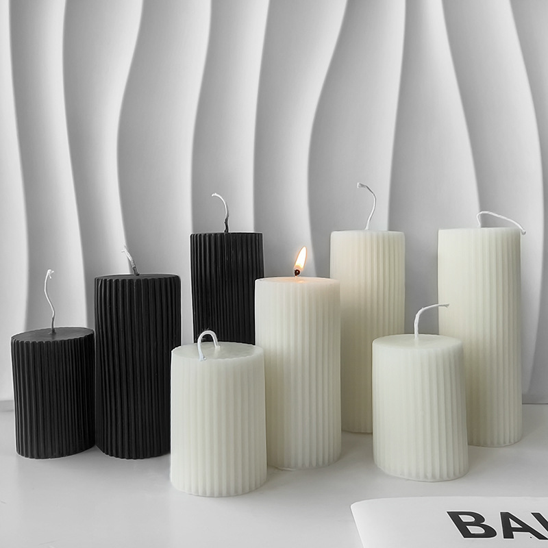 Jiahuimei rayas cilíndrico aromaterapia vela molde de silicona DIY jabón hecho a mano aromaterapia decoración molde de yeso en stock