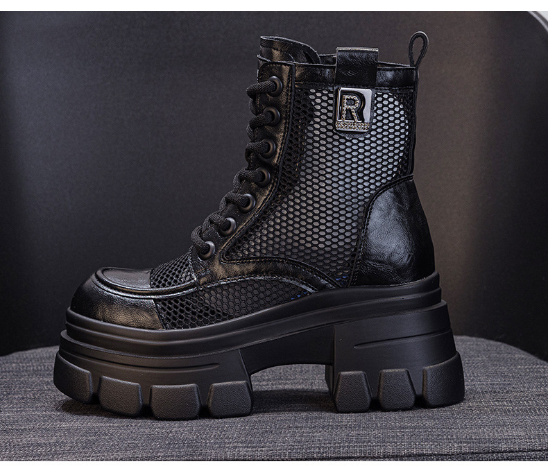 Boot nữ đế dày cổ thấp họa tiết đục lỗ lưới thoáng khí mùa hè — M2828 be đục lỗ, M2828-1 be lưới, M2828 đen đục lỗ, M2828 nâu đục lỗ chi tiết 21