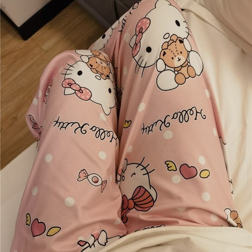 Walking pants cartoon cat pajamas women's loose spring and autumn new home casual summer air-conditioned trousers can be worn outside the pants