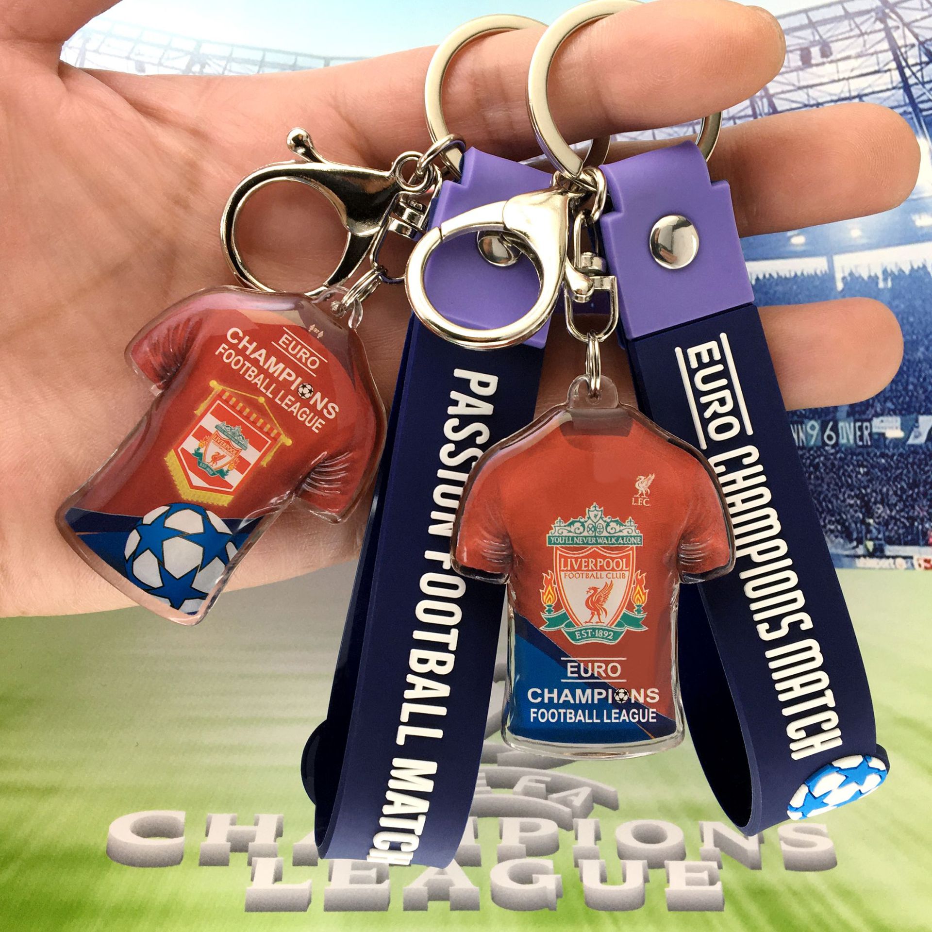 欧冠-利物浦俱乐部球衣队标-墨蓝手带