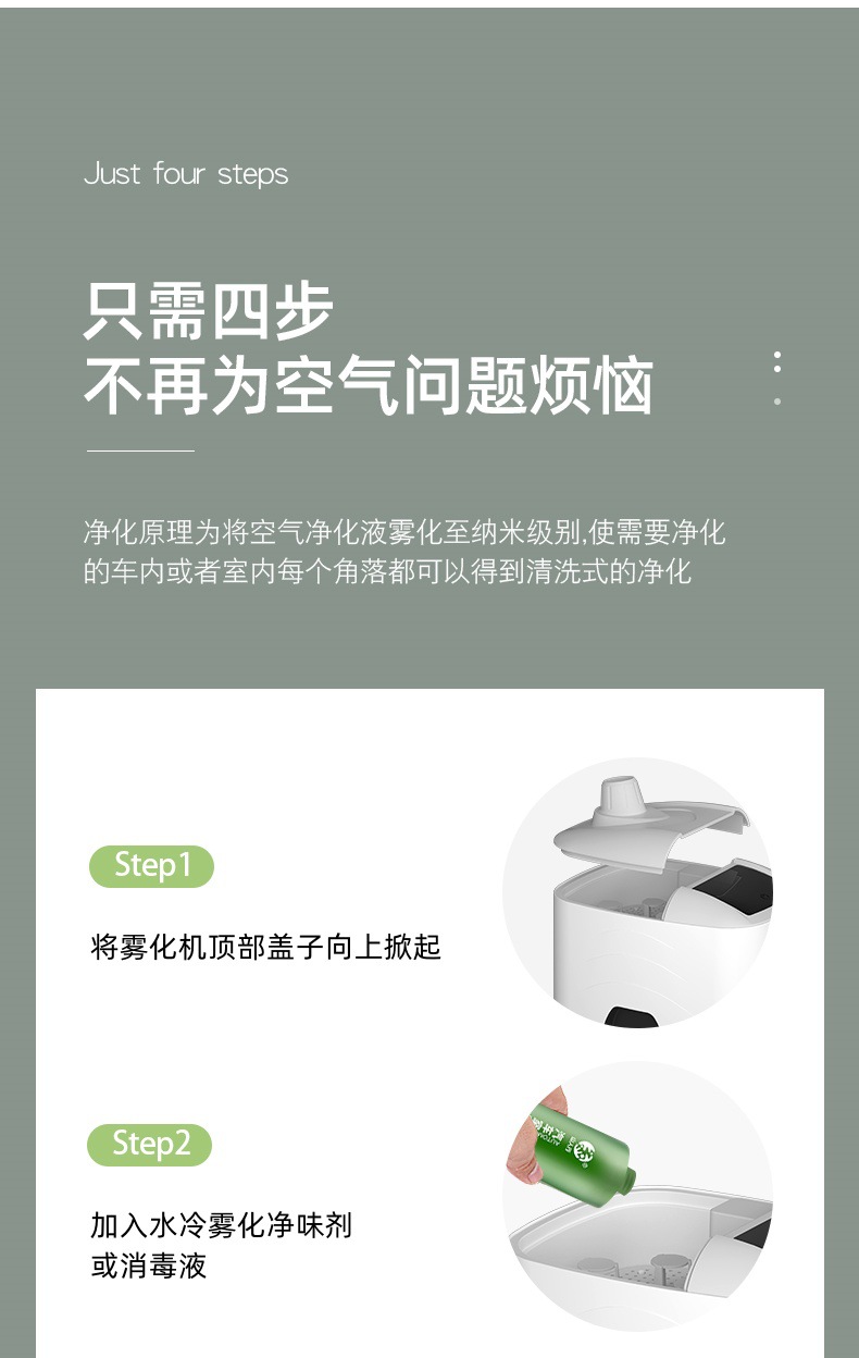 Car Atomization Disinfection Machine, Odor Removal, Formaldehyde Smoke Sterilization and Purification Machine, Ultrasonic Car Air Purifier