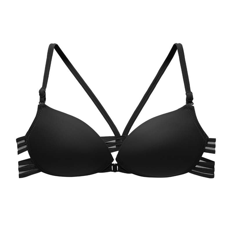 Inventario sin anillo de acero sujetador de botón delantero menos femenino sentido cruzado belleza de espalda ropa interior lisa sin marcas de soporte superior sujetador de verano