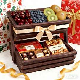 木质厨房台面置物架双层零食收纳篮水果蔬菜沥水收纳储物架