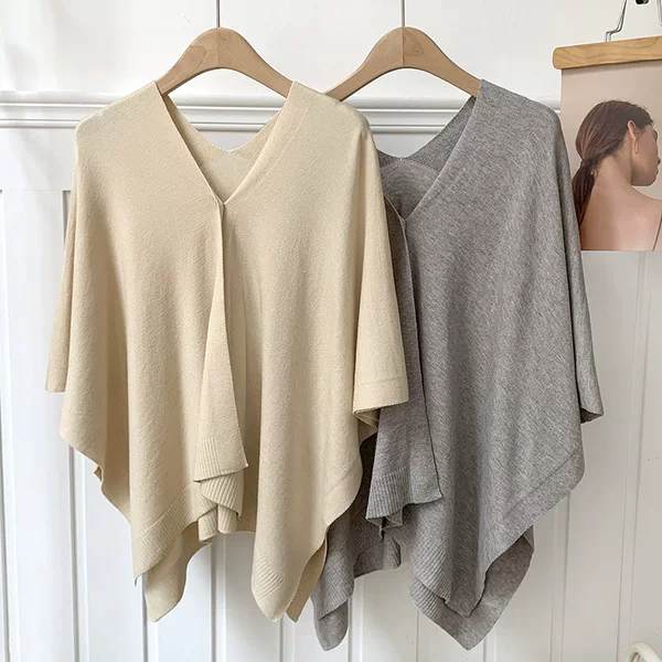 Sun-protective long shawl, versatile cape, fashionable knitted cardigan for women, skin-friendly, lightweight summer style, chic cover-up, suitable for travel, solid color