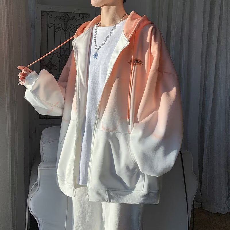 국경 간 후드 스웨터 남자 봄과 가을 점진적 변화 카디건 재킷 지퍼, 트렌디 한 느슨한 올 매치 탑 옷