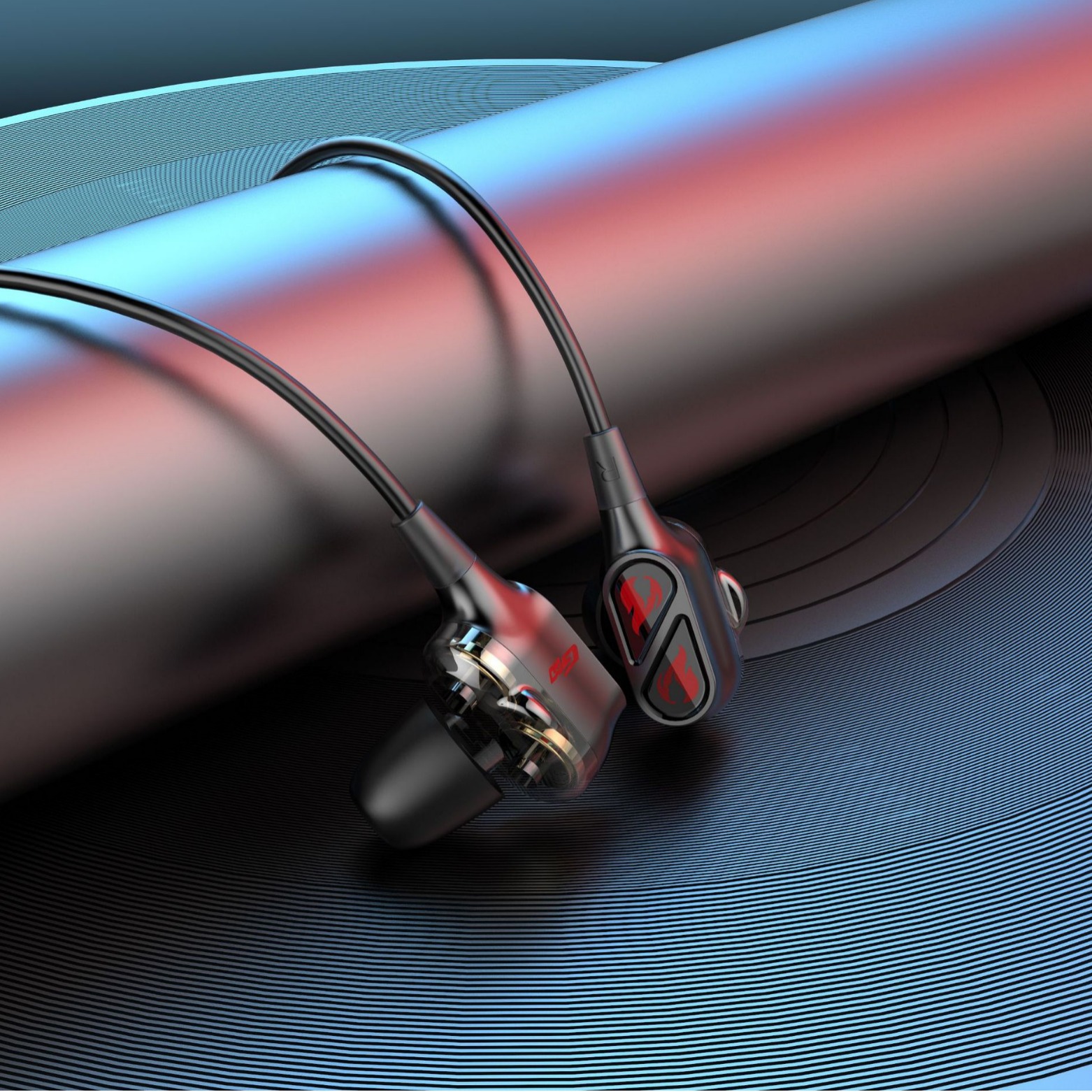 Transfronterizo de cuatro núcleos dual juego de auriculares dinámico quad-core dual dinámico con cable universal teléfono móvil auriculares con cable