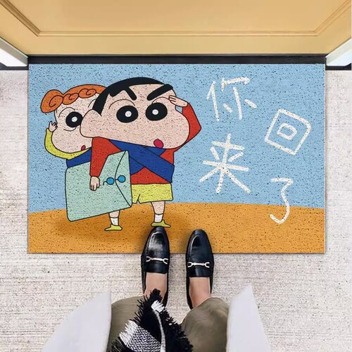 New Crayon Shin-chan Silk Circle Floor Mat Home Cartoon Entry Door Mat Scratching Mud and Soil Cuttable Foot Mat Shoe Cabinet Mat