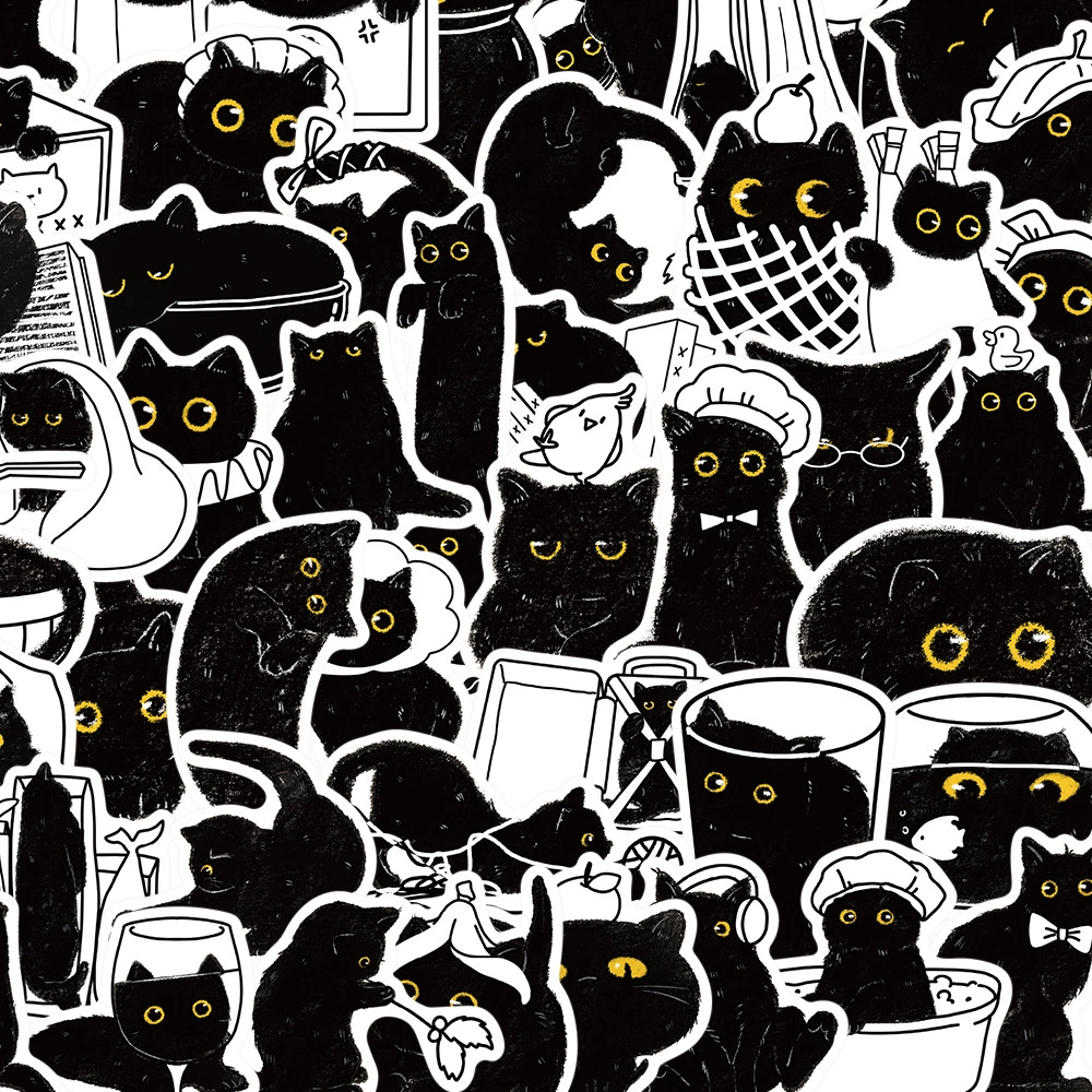 50 креативных маленьких черных кошек дневник граффити наклейки DIY чемодан скутер шлем ручной счет наклейки