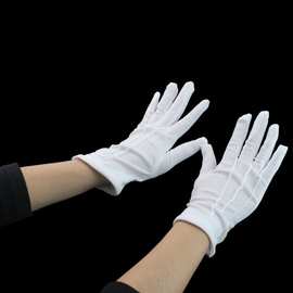 涤纶三茎白手套作业尼龙礼仪检阅兵劳保动防护手套用品 厂家批发