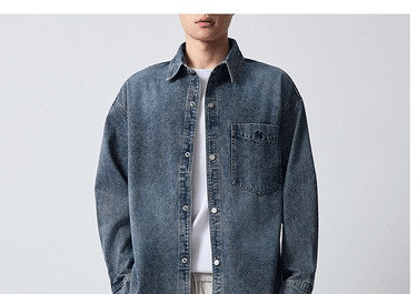 Áo khoác denim nam phong cách Mỹ, thêu họa tiết, kiểu dáng cổ điển — màu xanh nhạt chi tiết 12
