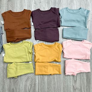 Boys and Girls autumn clothes long pants children's thermal underwear suit cotton wool pull frame cotton autumn and winter baby home wear