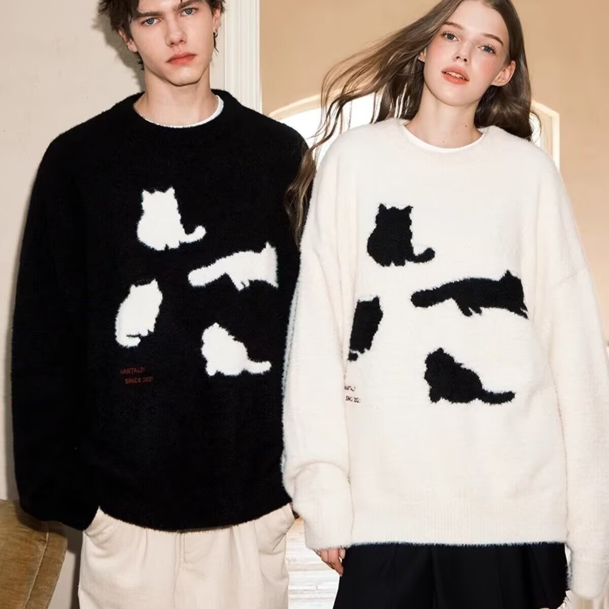 Autumn and Winter Thickened Mink Knitwear Men's Korean Style Trendy Loose Knitwear Couple Ins Hong Kong Style Lazy Style Knitwear Jacket