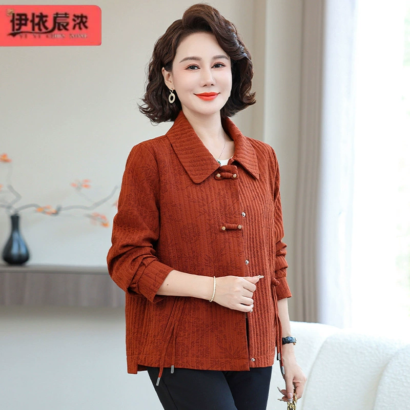 Среднее и пожилое женское короткое пальто 2025 весна и осень новый 40-60 мама осенние платья с отворотом маленький топ пальто