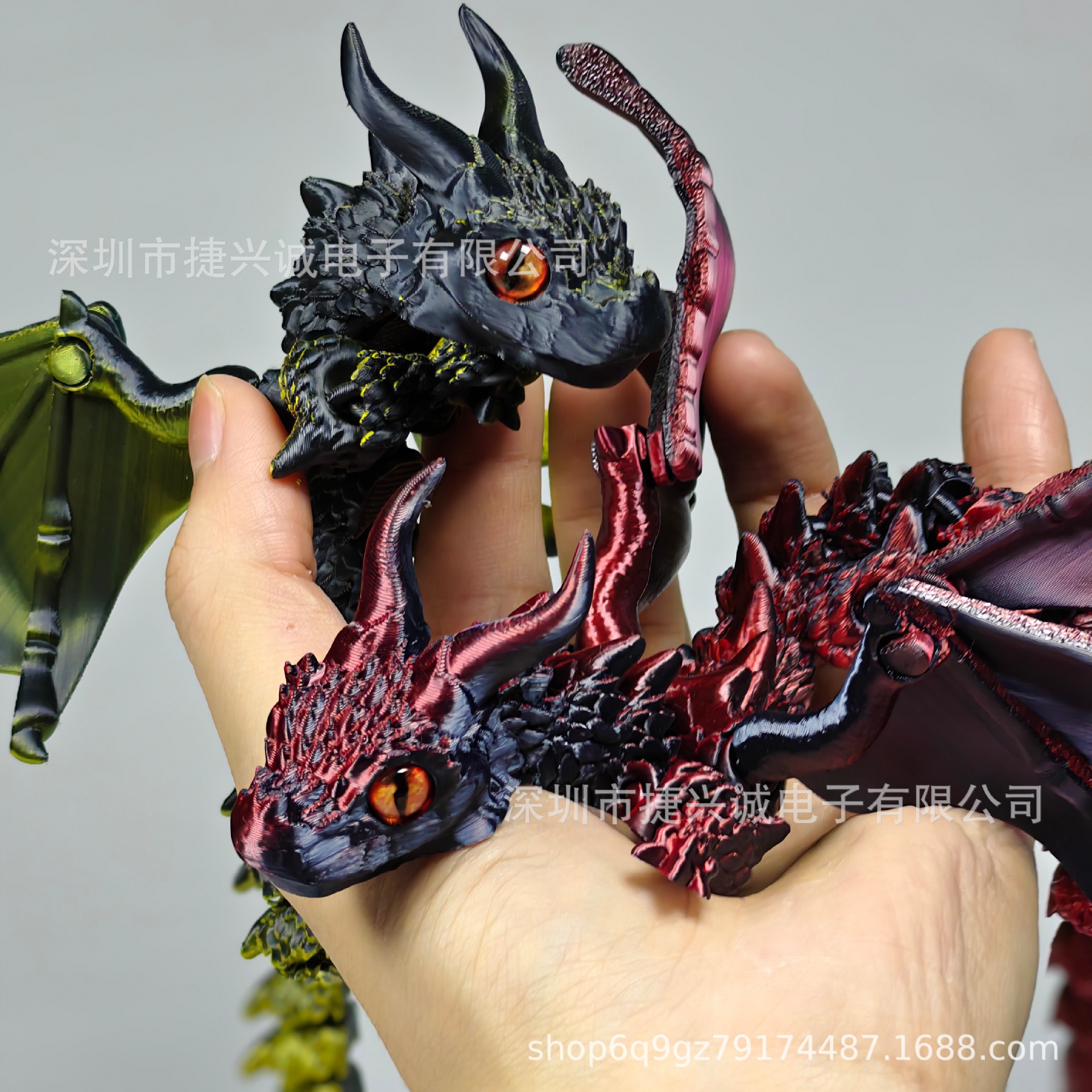 Impresión 3D de doble ángulo dragón con alas multi-articulaciones flexibles láser móvil modelo explosivo modelo de juguete infantil