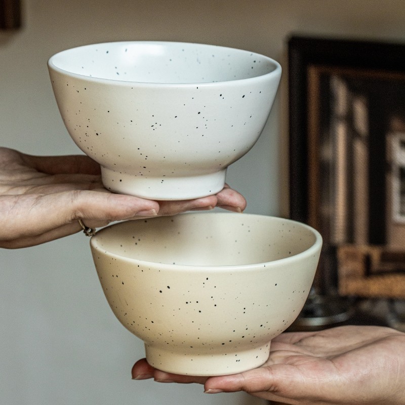 Tacos de arroz mate retro de alto valor de tinta, tazón de cerámica, tazón de postre, exportación transfronteriza