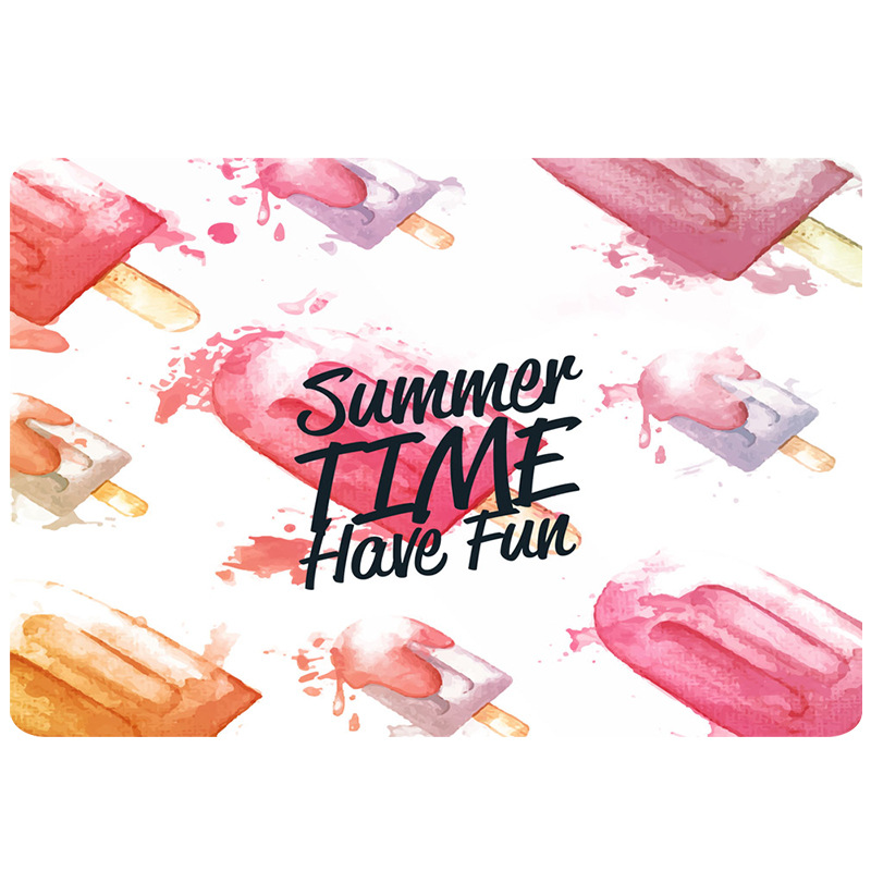 水彩绘夏季雪糕无缝背景矢量图