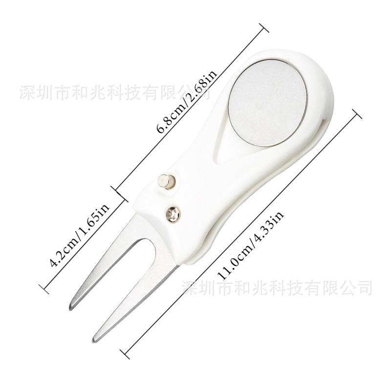 高尔夫果岭叉可折叠配磁性马克金属球位标多功能弹出式修复叉铲草|undefined