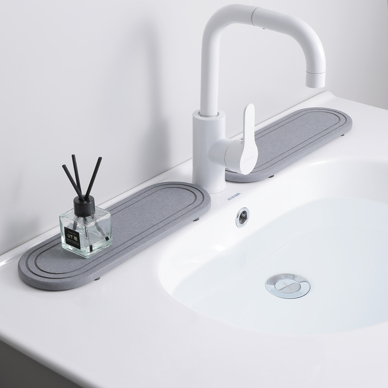 Cross-border Kitchen Instant Drying Mat Faucet Countertop Absorbent Mat Narrow Side Drain Mat for Toilet Washbasin Soap Trap