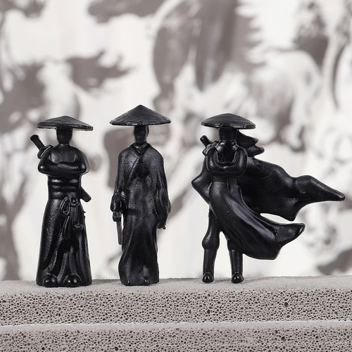 Ancient Style Martial Arts Hero Car Center Console PVC Ornament Car Display Decor Martial Arts Swordsmanship Figure Hand Puppet