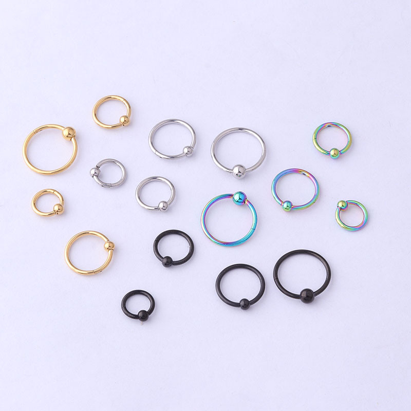 316L Stainless Steel Nose Rings & Studs Circle Waterproof Non Tarnish Surgical Steel Women'S Unisex display picture 3