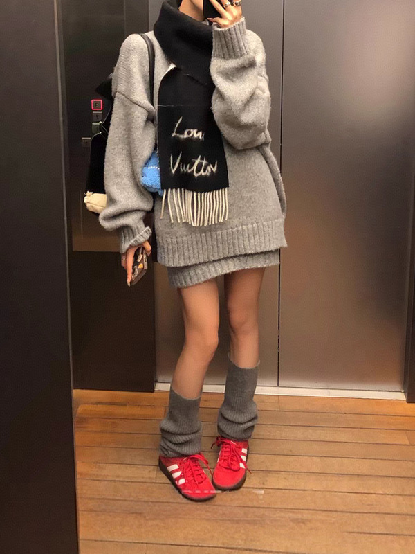 SUNONEON 休闲针织套装女秋冬慵懒宽松毛衣显瘦半身裙一整套穿搭|undefined