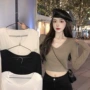 韩国春夏长袖露脐上衣