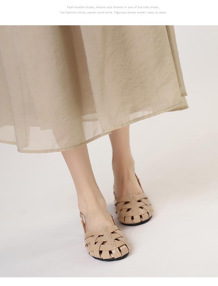 Sandalias romanas planas trenzadas transpirables para mujer_voghion.com