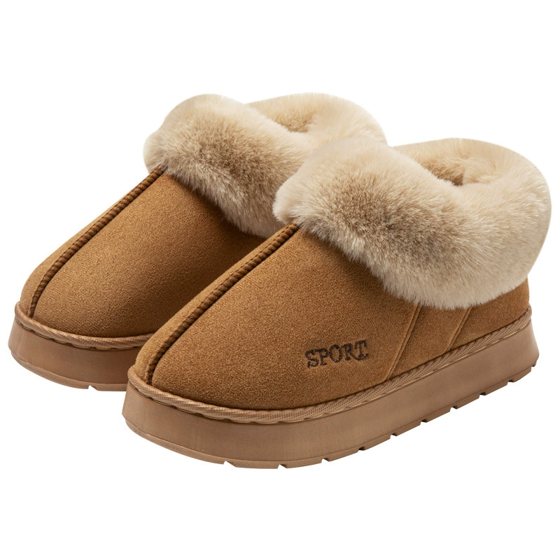 Замшевая большая волосатая рот трансграничная внешняя торговля в помещении и на дому утолщение волос на дне EVA теплая мужская и женская пара хлопчатобумажная обувь